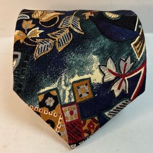 Alessandro Magno Tie 100% Silk Bold Geometric Print Made in Italy VTG  Silk tie